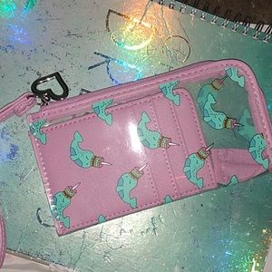Brand New cute Pink narwhals wrist wallet